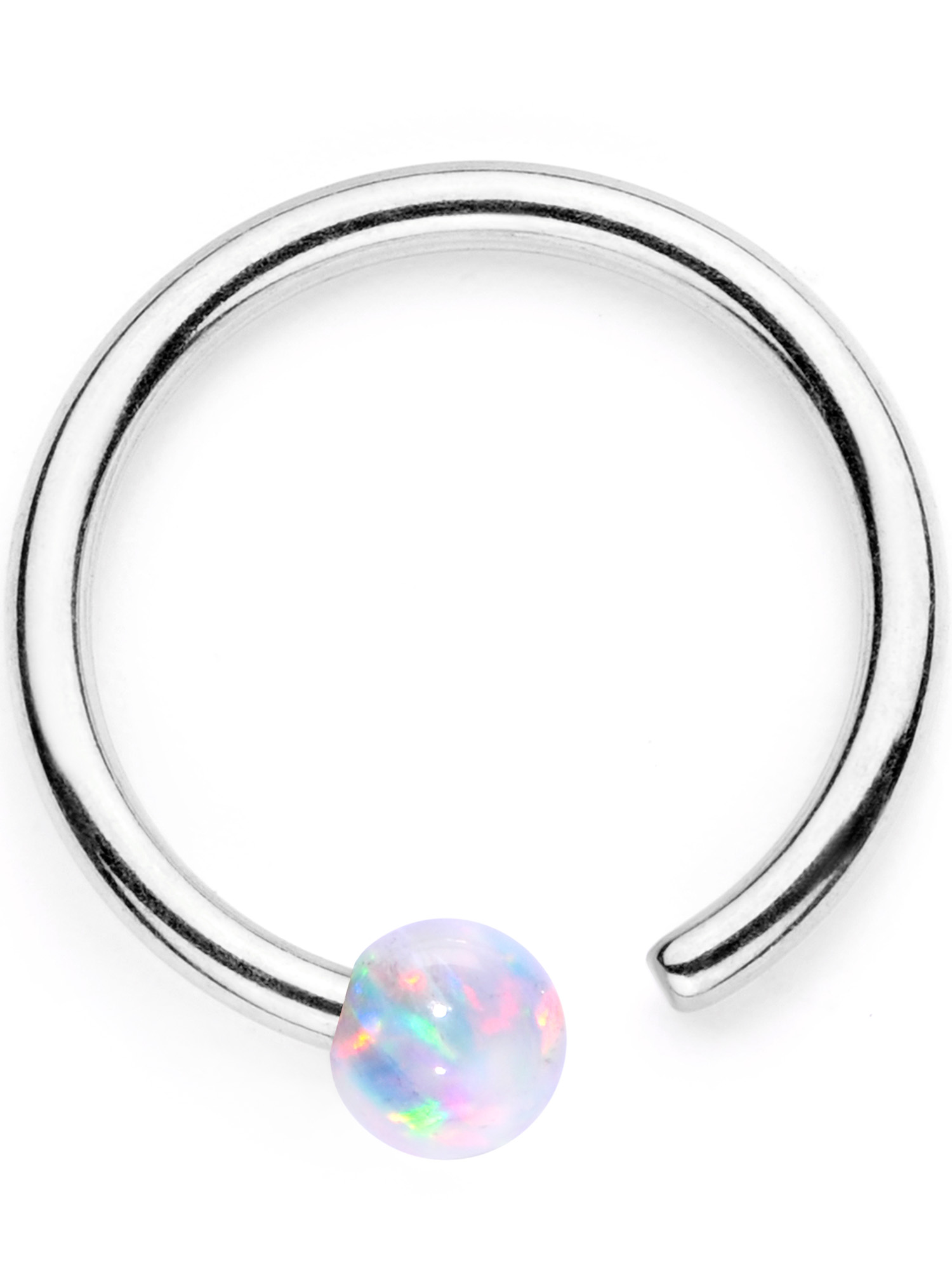 Body Candy 18G Steel Nose Rings Cartilage White Synthetic Opal Jewelry