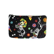 Hemet Day Of The Dead Doggies Pouch Wallet Make-up Bag Coin Purse Dachshund Dog