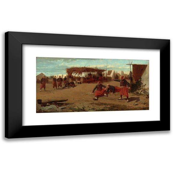 Winslow Homer 14x9 Black Modern Framed Museum Art Print Titled - Pitching Quoits (1865)