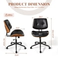 thumbnail image 3 of XIZZI Home Office Chair, Armless Mid-Century Ergonomic Desk Chair with 3" Thick Cushion, Premium PU Leather Mid Back 360 Swivel Computer Chair with Walnut Design, Button-Tufted Black, 3 of 10