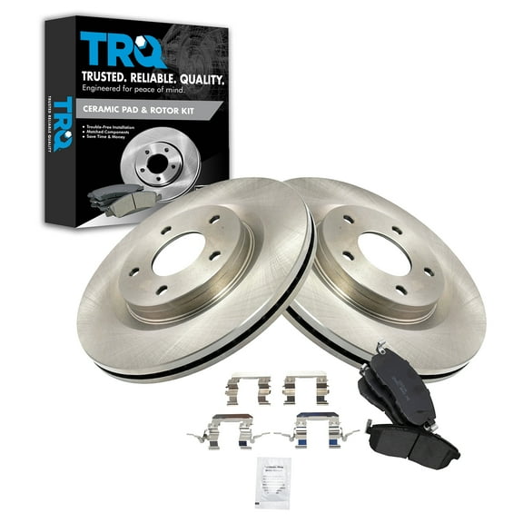 TRQ Front Brake Pad & Rotor Kit Brake Pads Brake Rotor Ceramic Fits Select 2011-2017 Nissan Juke 2017-2019 Sentra