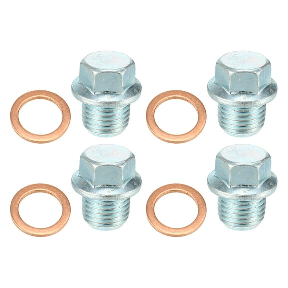 Unique Bargains 4 Set M14x1.5 Car Engine Oil Drain Plug with Washer MD050316 for Mitsubishi for Volvo Steel