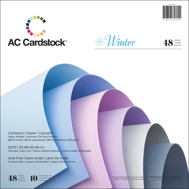 American Crafts Cardstock Pack 12 Inch X 12 Inch 48/PkgWinter