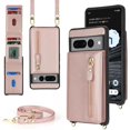 thumbnail image 2 of for Google Pixel 7 pro Case with Card Holder for Women,Pixel 7 pro Phone Case Wallet with Strap Credit Card Slots Crossbody with Kickstand Zipper Case for Pixel7pro - Rose Gold, 2 of 13