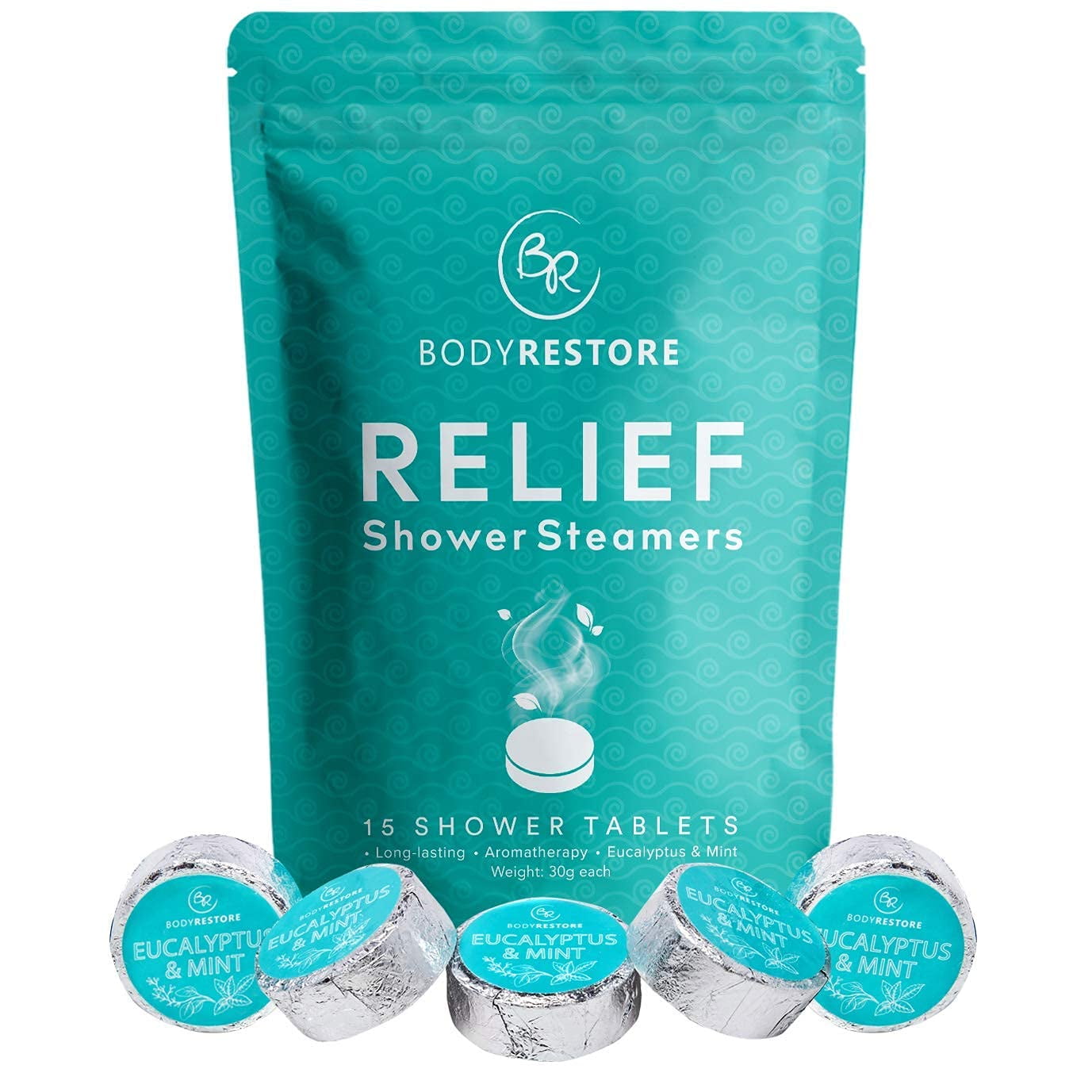 Body Restore Shower Steamers (Pack of 15) Gifts for Women and Men - Eucalyptus & Peppermint Scented Essential Oil Shower Bombs