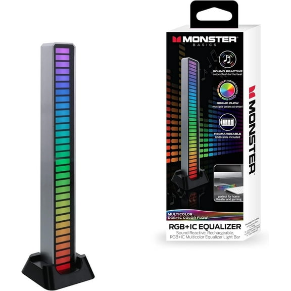Monster Basics Multicolor Light Bar, Sound-Reactive Color Flow Equalizer LED Lights