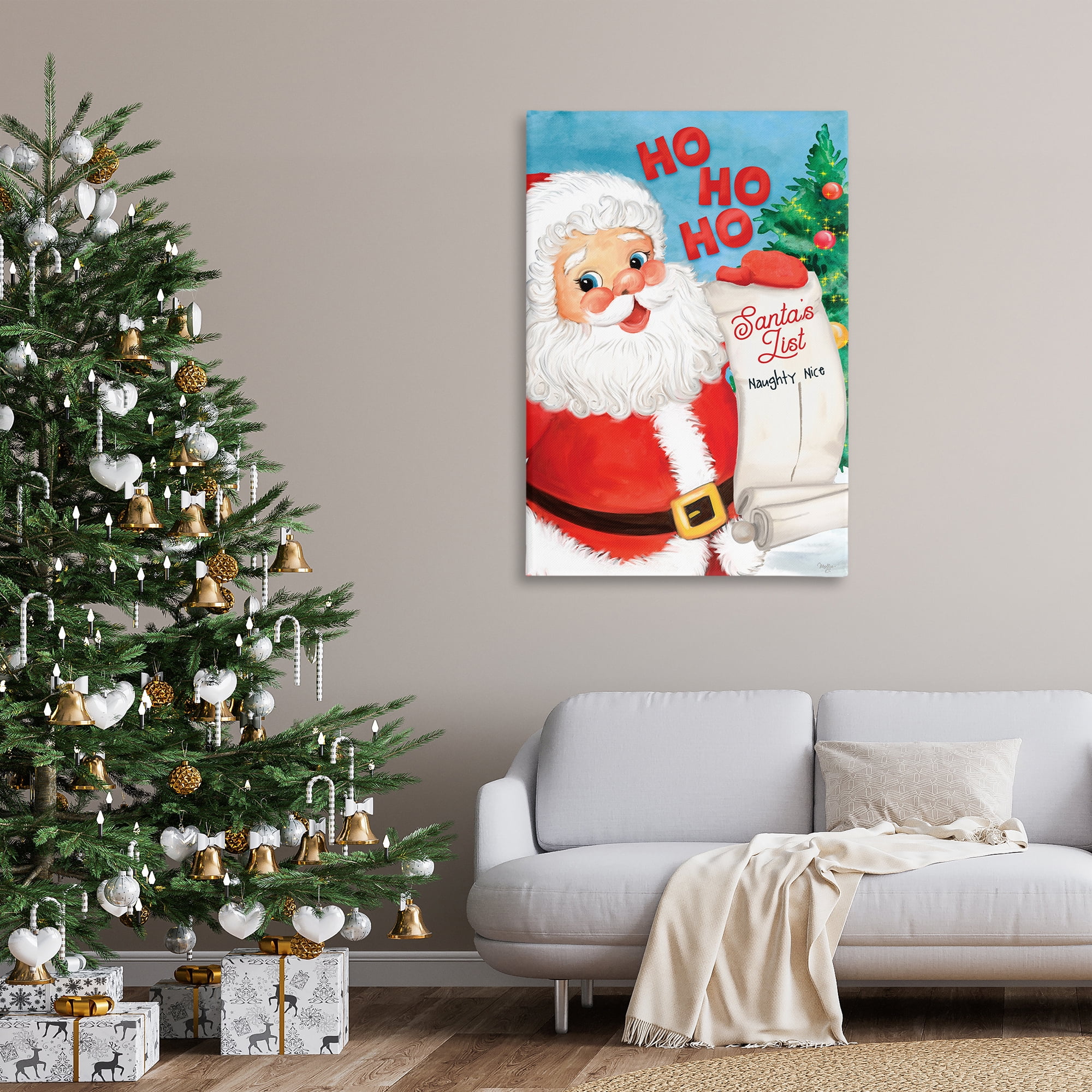 Stupell Industries Santa's Naughty Nice List Holiday Painting Gallery Wrapped Canvas Art Print Wall Art, 30 x 45