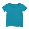 thumbnail image 2 of XXWXYD Girls Summer Short Sleeve T-Shirts Ribbe Tops for Girls Knit Crew Neck Short Sleeve Shirts Lettuce Trim T Shirts Casual Slim Fit Summer Shirt Basic Solid, 2 of 9
