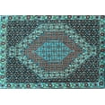 thumbnail image 1 of Ahgly Company Indoor Rectangle Medallion Light Blue Traditional Area Rugs, 7' x 9', 1 of 4