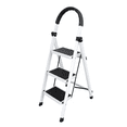 thumbnail image 1 of Escalera De Acero Inoxidable De 3 Peldaños Plegable, Blanco, 1 of 5