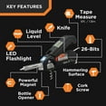 thumbnail image 2 of Kelvin Tools - Kelvin 36 Urban Multi Tool Screwdriver Set - All in One Hand Tool With 26 Interchangeable Bits, Tape Measure, Liquid Level, Hammer, Flashlight, Corkscrew and Magnetic Tip, 2 of 6