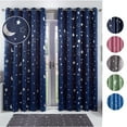 thumbnail image 1 of Stylish Grommet Blackout Curtain Panels Moon Stars Printed Window Curtains Thermal Insulated Drapes for Kids Boy Girls Bedroom Nursery Living Room Decor, 1 of 9