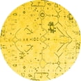 thumbnail image 1 of Ahgly Company Machine Washable Indoor Round Solid Yellow Modern Area Rugs, 5' Round, 1 of 4