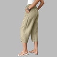 thumbnail image 4 of Women's Plus Size Wide Leg Capris with Pockets and Elastic Waist Casual Cropped, 4 of 9