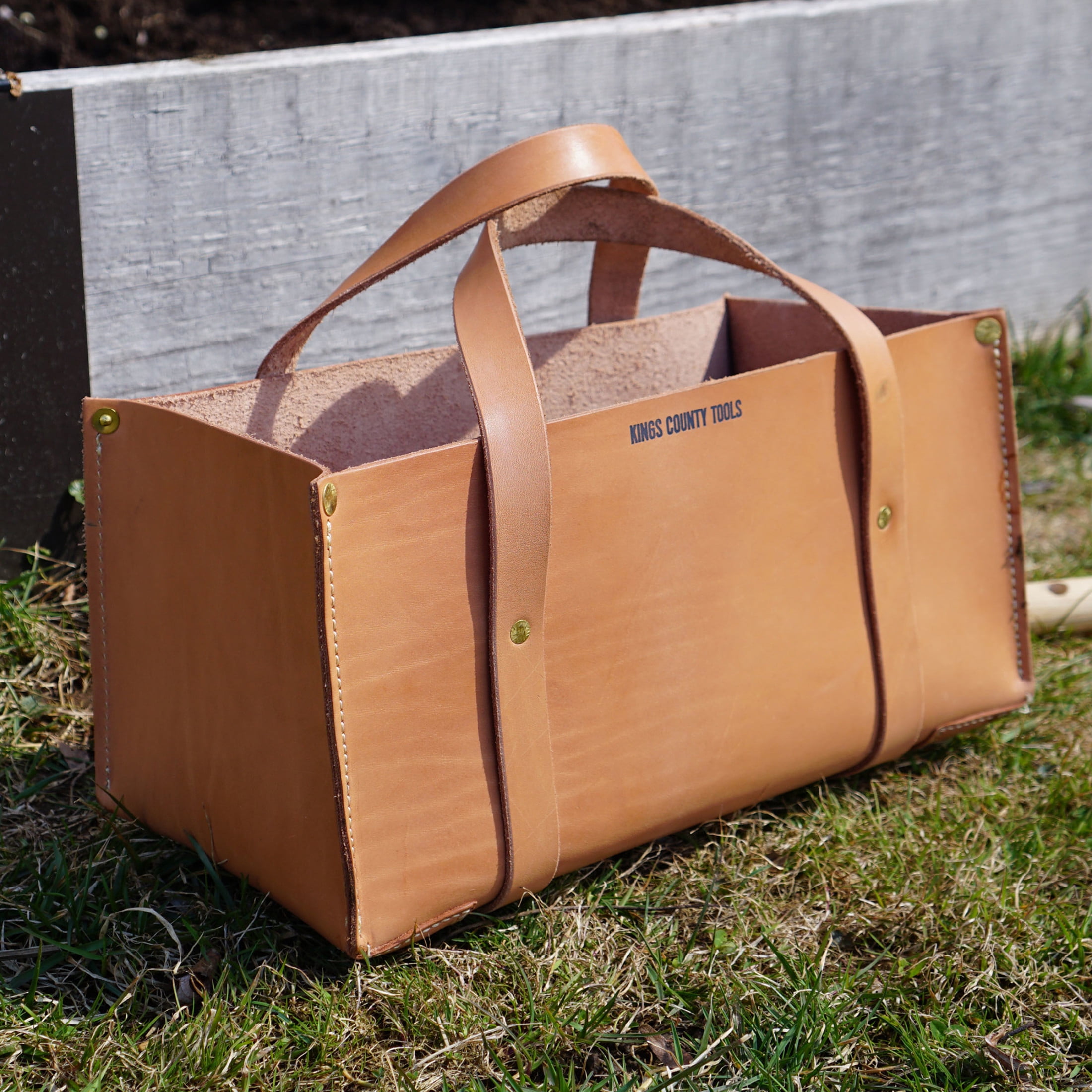 Kings County Tools Leather Tote Tool Bag - 15x7x7 Inch Large Utility Tote