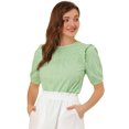 thumbnail image 1 of Blusa de manga corta Allegra K Día De San Patricio con Hombros Descubiertos y volantes sin cuello con volantes En la espalda para Mujer Verde S, 1 of 6