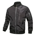 thumbnail image 4 of SWSMCLT Men's Bomber Jackets Windbreaker Casual Light Flight Jacket Coat Military Zip Up Outwear Long Sleeve Sports Full Zipper Sportswear Lightweight Black 48, 4 of 5
