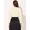 thumbnail image 3 of Abrigo de piel sintética Allegra K Chaqueta corta sin cuello Beige L, 3 of 6
