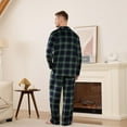 thumbnail image 4 of Vulcanodon Men's Plaid Pajama Set, Soft Long Sleeve Button-Down 2-piece Sleepwear with Lapel Collar & Pockets Cozy Lounge PJs(NAVY-GREEN PLAID, L), 4 of 4