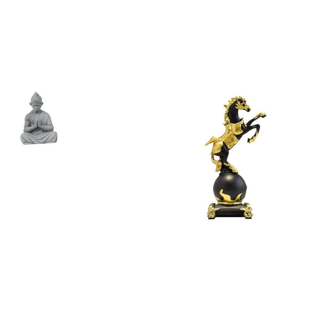 Estatua de mono,Estatua de Buda Mono para Interiores y Exteriores Budista,Figuras en miniatura meditando para decorar el jardín del hogar,Figura de escritorio,Estante de estatua de caballo