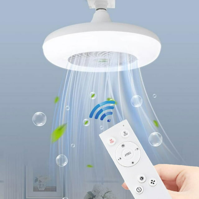 YYV Cadeaux Ventilateur de Plafond Lumière E27 Montage à Vis 110 265V Fermé Profil Bas Ventilateur avec Lumière Télécommande Intégrée à Intensité Réglable Circulation d'Air Silencieuse pour Porche Chambre Salon