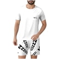 thumbnail image 1 of Ensembles de Pyjamas 2 Pcs pour Hommes Ultra Doux Texturés Costumes Athlétiques Extensibles Col Rond Manches Courtes Chemises Athlétiques Extensibles Séchage Rapide Vêtements de Détente Shorts Ensembles d'Été Hommes 2 Pcs Chemise de Nuit, 1 of 6