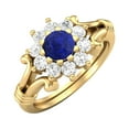 thumbnail image 2 of 4.5MM Round Lapis 925 Silver Yellow Plated Cluster Women Valentines Day Gifts Ring, 2 of 4
