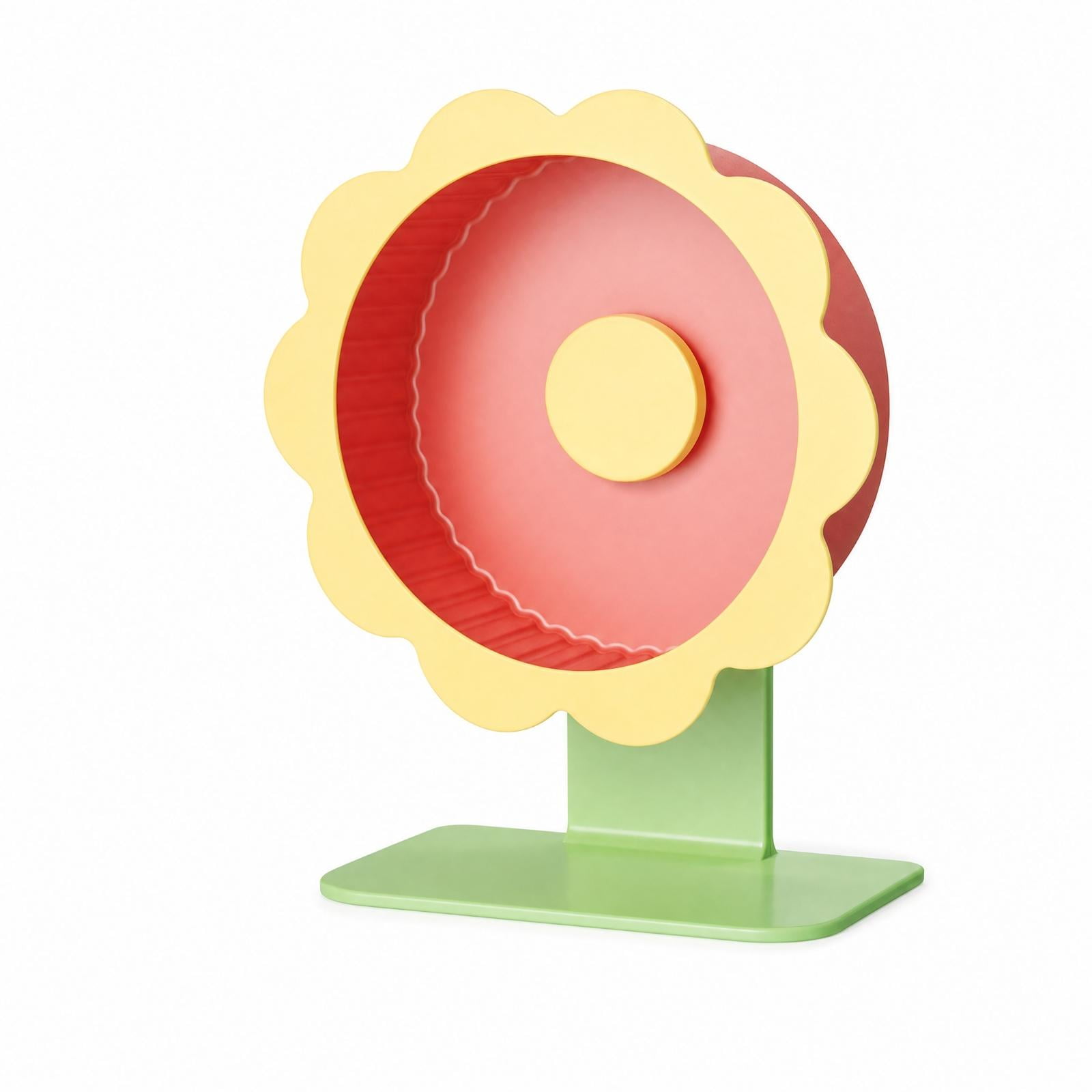 Fzaqwen Exercise Running Wheel with Stand Adjustable Hamster Wheel with Stand Detachable 22CM Red Flower