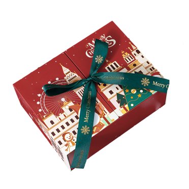 Jangslng Christmas Gift Box Bowknots Decor Double Door Design Gift Packaging Box for Party Festive Decoration