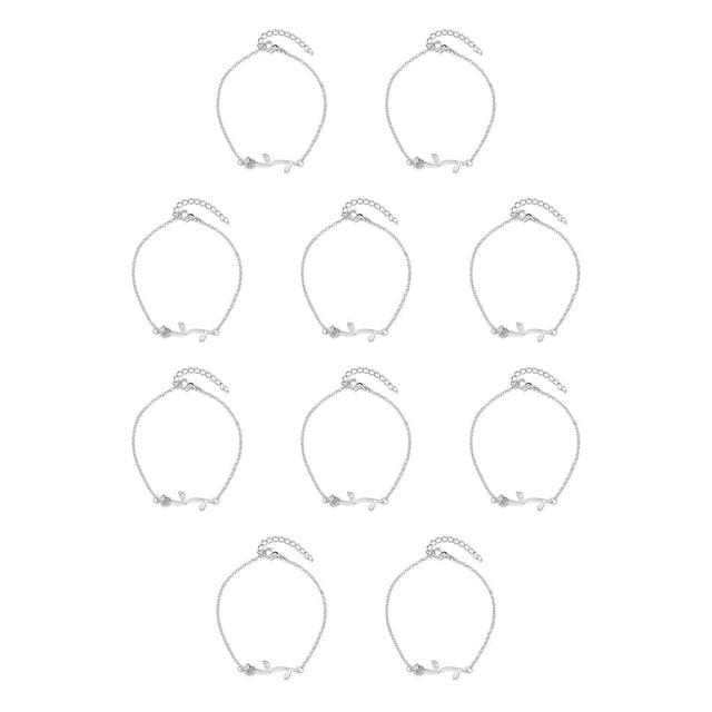 Minnieouse Pulseras de tobillo Oro Plata Rosas Decoraciones Regalos del Día de San Valentín Accesorio de moda Cadena de pie Tobilleras para mujer Plata Type1 NO1 Minnieouse CBP253780
