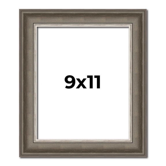 9x11 Frame Brown Solid Wood Picture Frame | 1.75 Inch Moulding Width | Austin Frame Complete with
