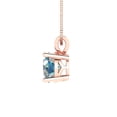 thumbnail image 2 of 1.0 ct Brilliant Round Cut Solitaire Synthetic Blue Moissanite 18K Rose Solid Gold Everyday Affordable Designer Necklace Pendant with 16" Chain, 2 of 6
