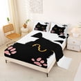 thumbnail image 2 of jejeloiu Cute Cat Paw Full Size Sheets Kids,Kawaii Animal Footprint Simple Black White Bed Sheets For Girls,4 Pieces, 2 of 6
