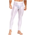 thumbnail image 2 of Runhomal Men's Compression Long Pants Gym Workout Tights Trousers Seamless Quick Dry Base Layer Leggings White M, 2 of 6
