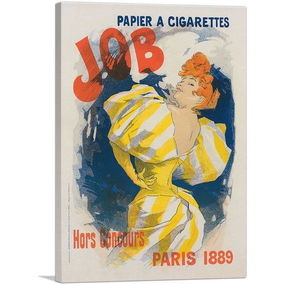 ARTCANVAS Papier A Cigarettes Job Canvas Art Print by Jules Cheret - Size: 60" x 40" (0.75" Deep) (3-Piece)