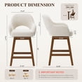 thumbnail image 6 of EOP Modern Swivel Bar Stools Set of 2, 25" Upholstered Counter Height Bar Stools with Wood Legs & Curved Back, Mid Century Bar Chairs for Kitchen Island Pub, Beige, 6 of 11