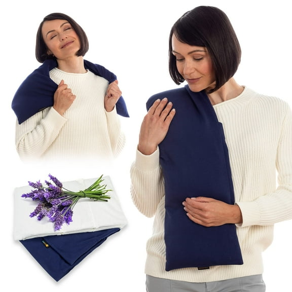 SunnyBay Aromatherapy Microwave Heating Pad, Microwavable Versatile Cold or Heated Neck and Shoulder Wrap, Moist Weighted Beanbag Pack with Washable Cover, 29x9 Inches, FSA HSA Approved, Scented