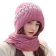 thumbnail image 2 of Tnobhg Women Winter Warm Hat Knitted Beanie Super Soft Windproof Solid Color Neck Warmer Thicken Lady Winter Hat Scarf, 2 of 7