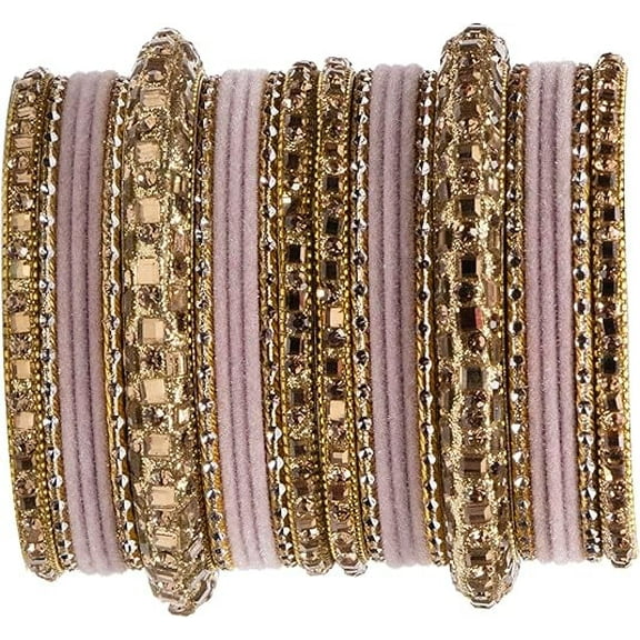 Indian Wedding Bangle Set for Brides and Bridesmaids, Traditional Lightweight Bridal Bangles in Pink, Elegant Jewelry Gift (Size 2.4)
