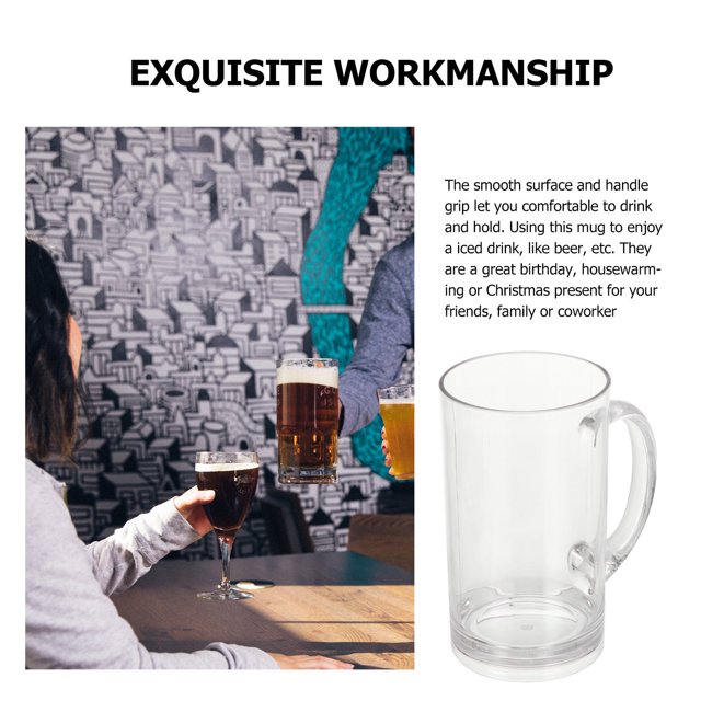 unbranded Para Cerveza Y Bebidas Transparente Con Asa Robusta Superficie Lisa Duradera