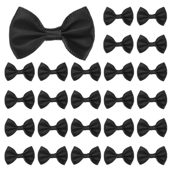 Uxcell 60-Pack Mini Craft Ribbon Bow 1.5x1 Inch Checkered Fabric Satin for Craft DIY Black