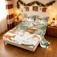 thumbnail image 2 of Manfei Forest Moose Bed Sheets, Merry Christmas Animal Full Size Sheets, White Tan, 4-Piece, 1 Flat Sheet, 1 Fitted Sheet and 2 Pillowcases, 2 of 6