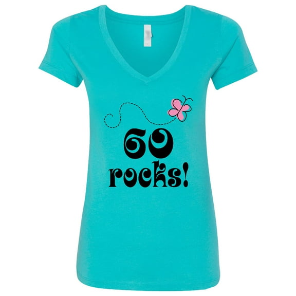 Inktastic 60th Birthday 60 Rocks Women's V-Neck T-Shirt