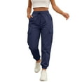 thumbnail image 3 of Cyglowse 2025 Cargo Pants for Women Baggy Lightweight Quick Dry High Waisted Hiking Pants Ladies Tapered Athletic Jogging for Travel Casual Navy, 3 of 8