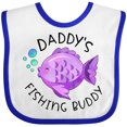 thumbnail image 3 of Inktastic Daddy's Fishing Buddy with Cute Purple Fish Boys or Girls Baby Bib, 3 of 4