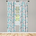 thumbnail image 3 of Ambesonne Floral Curtains, Flowers Leaves and Dots Art, Pair of 28"x84", Pink Teal Peach, 3 of 5