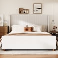thumbnail image 2 of King Size Bed Frame, Upholstered Platform Bed with 62" Tall Headboard & Footboard, Soft Velvet Fabricbed Bed, Easy Assembly, Beige, 2 of 7