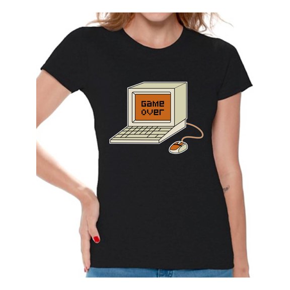 Gamer Shirt for Women Retro Graphic Novelty Tee PC Video Gaming Gamer Gift