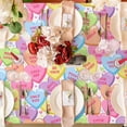 thumbnail image 5 of Valentine Rectangle Tablecloth Conversation Heart Fabric Table Cloth Colorful Washable Table Cover for Wedding Anniversary Holiday Picnic, 60 x 102 Inch, 5 of 7