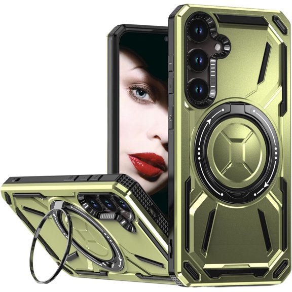 for Samsung Galaxy A16  Case with 360° Ring Kickstand, Dual Layer Military Grade Heavy Duty Shockproof Protection Rugged Phone Case Cover for Samsung Galaxy A16. SHJ-Green